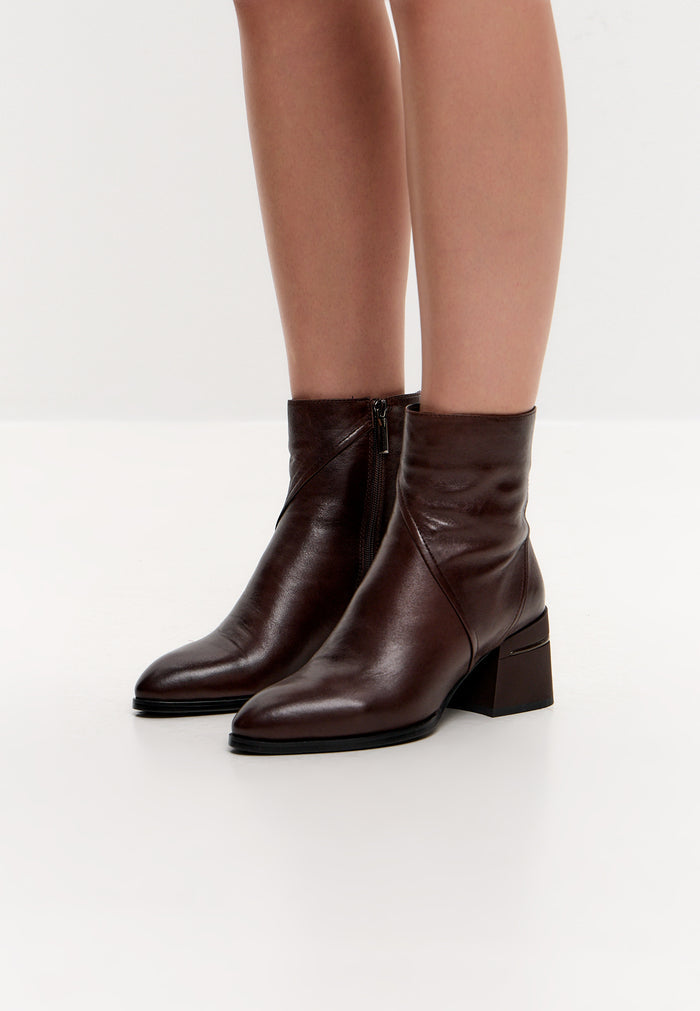 Sculpted Sophistication Ankle Boots - Dark brown