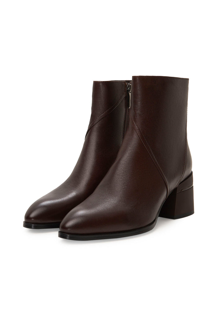 Sculpted Sophistication Ankle Boots - Dark brown