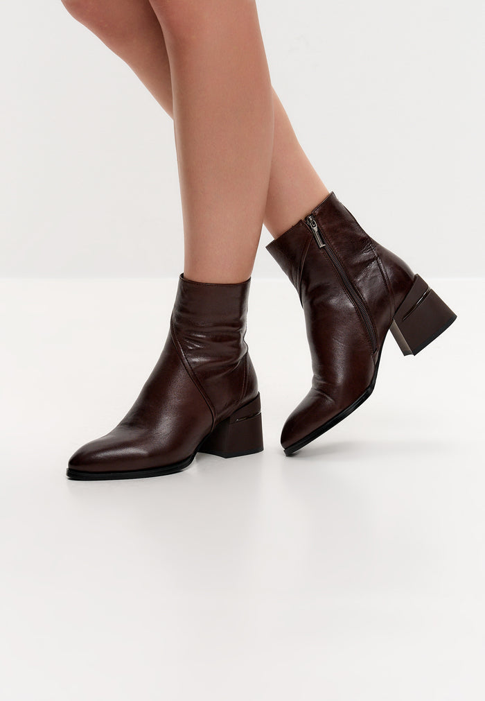 Sculpted Sophistication Ankle Boots - Dark brown