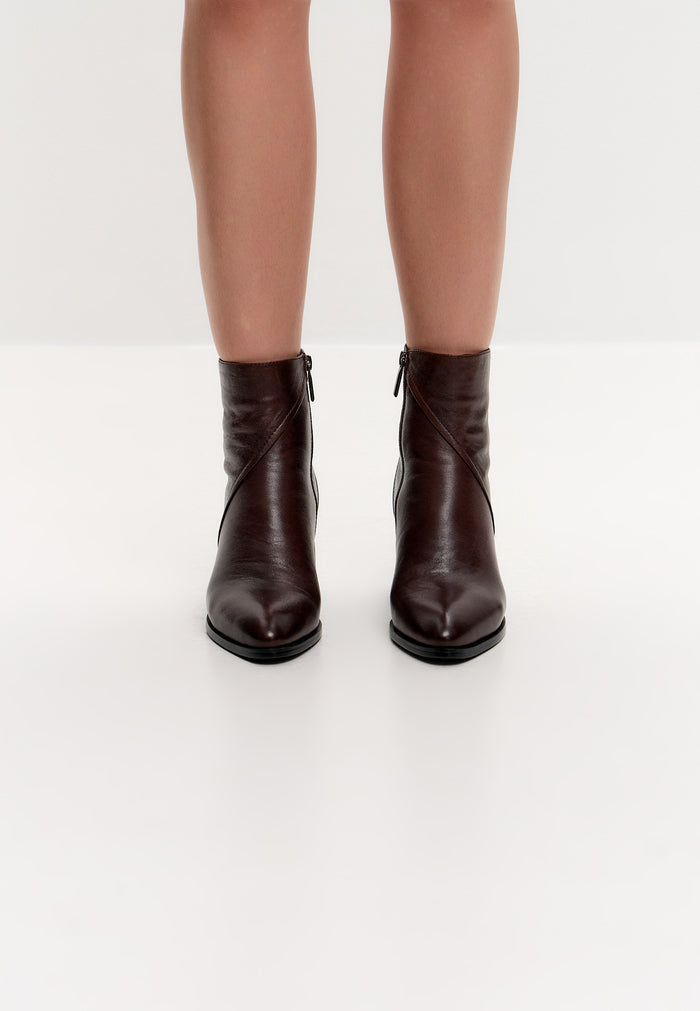 Sculpted Sophistication Ankle Boots - Dark brown