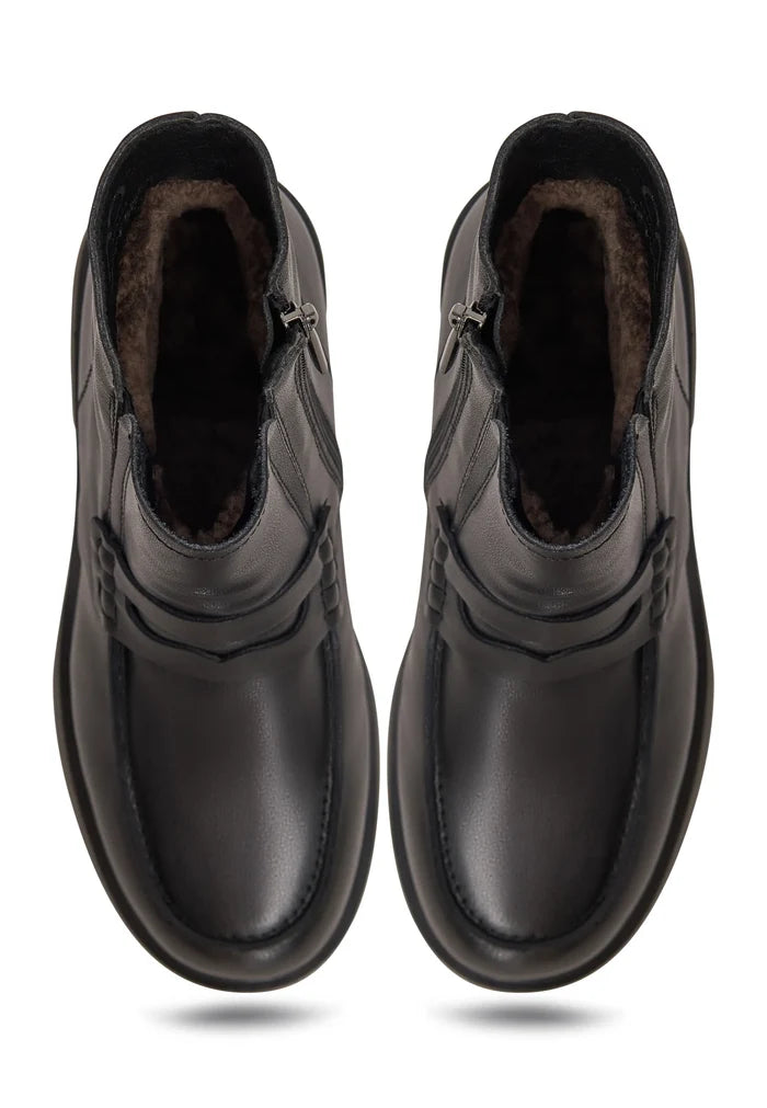 Sculpted Zip Loafer Boot - Black