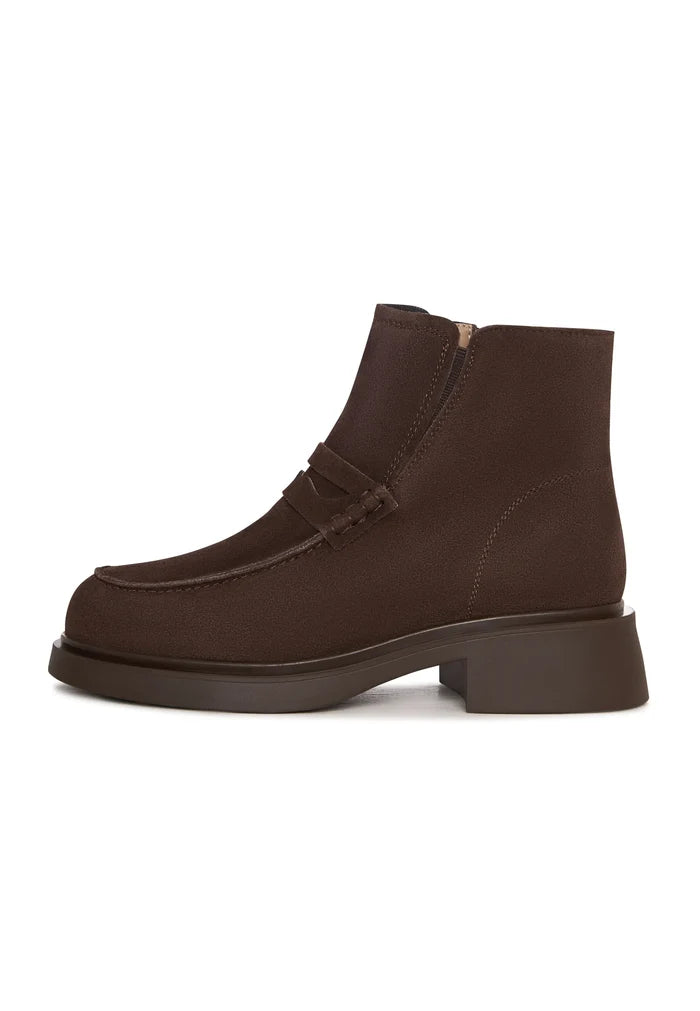 Sculpted Zip Loafer Boot - Brown