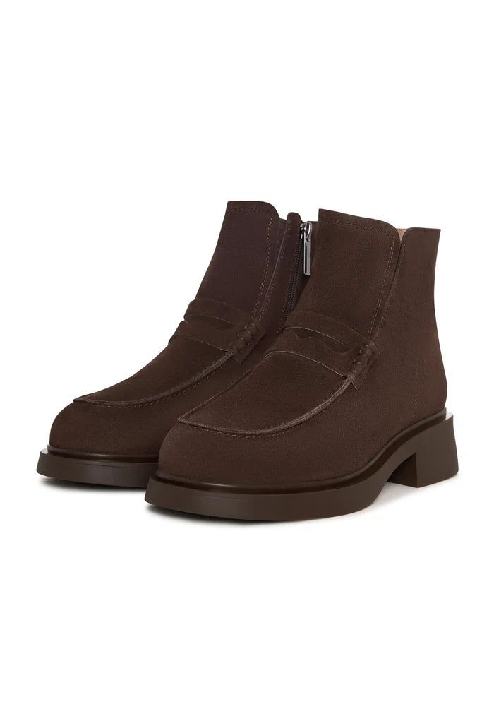 Sculpted Zip Loafer Boot - Brown