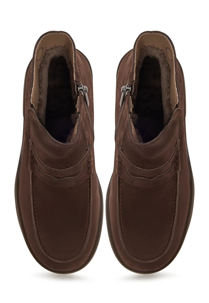 Sculpted Zip Loafer Boot - Brown
