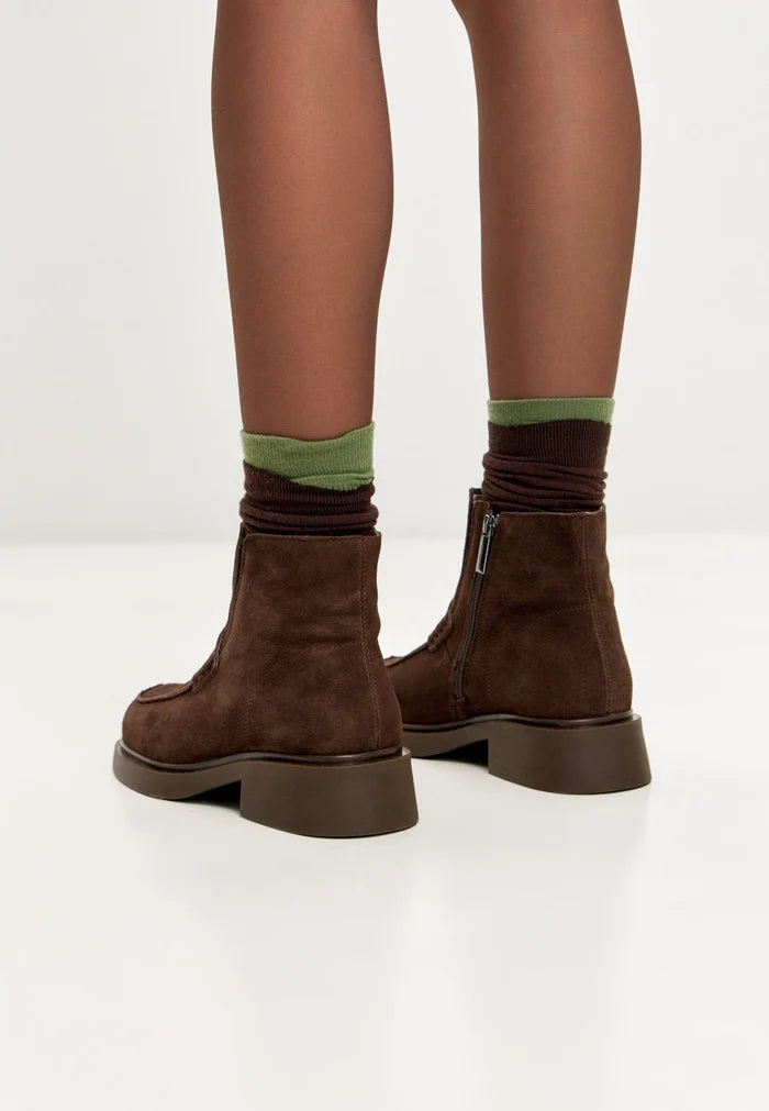 Sculpted Zip Loafer Boot - Brown