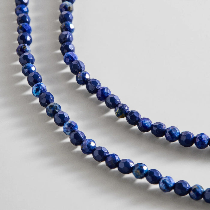 Semi-Precious Pearl Wrap Necklace - Lapis