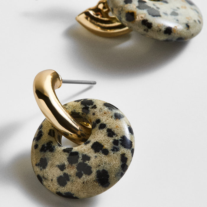 Shea Semi-Precious Drop Earrings - Dalmation