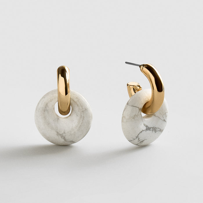 Shea Semi-Precious Drop Earrings - Howlite