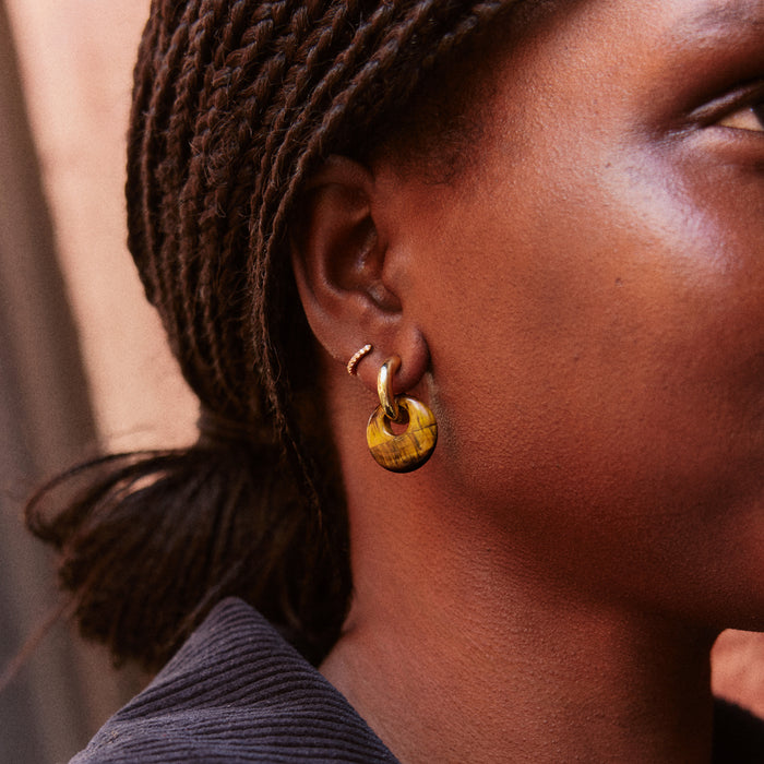 Shea Semi-Precious Drop Earrings - Tiger's Eye