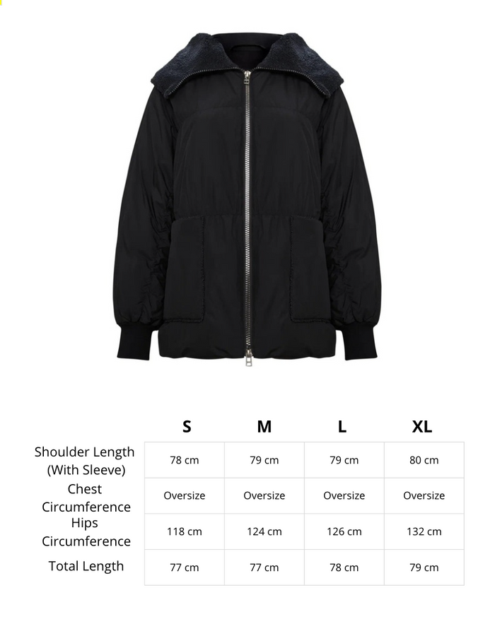 Shearling-Collar Puffer Jacket - Black