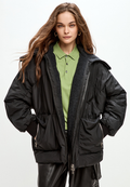 Shearling-Collar Puffer Jacket - Black