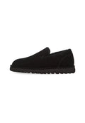 Shearling Suede Slip-On Loafers - Black