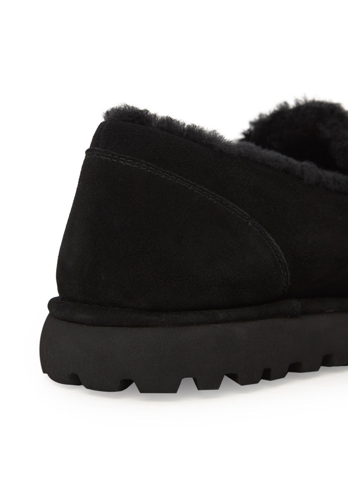 Shearling Suede Slip-On Loafers - Black