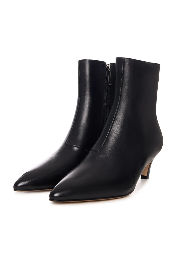 Sleek Pointed Ankle Boot with Kitten Heel