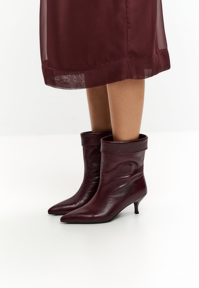 Sleek Stiletto Ankle Boots - Bordeaux