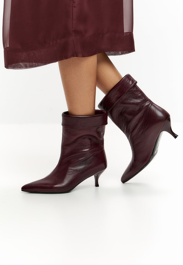 Sleek Stiletto Ankle Boots - Bordeaux