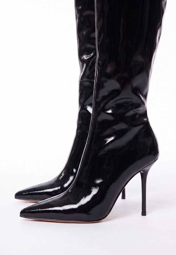 Sleek Stiletto Tall Boots - Black