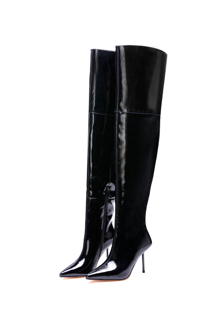 Sleek Stiletto Tall Boots - Black