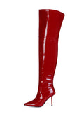 Sleek Stiletto Tall Boots - Red