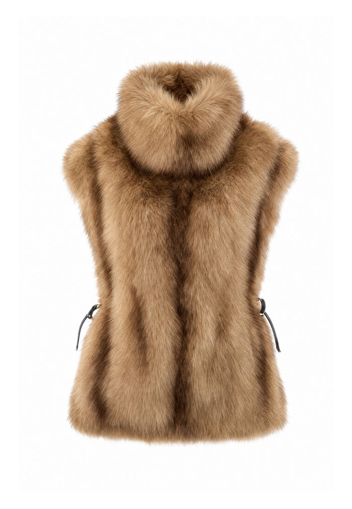 Sleeveless Sculpted Top with Collar - Capuccino