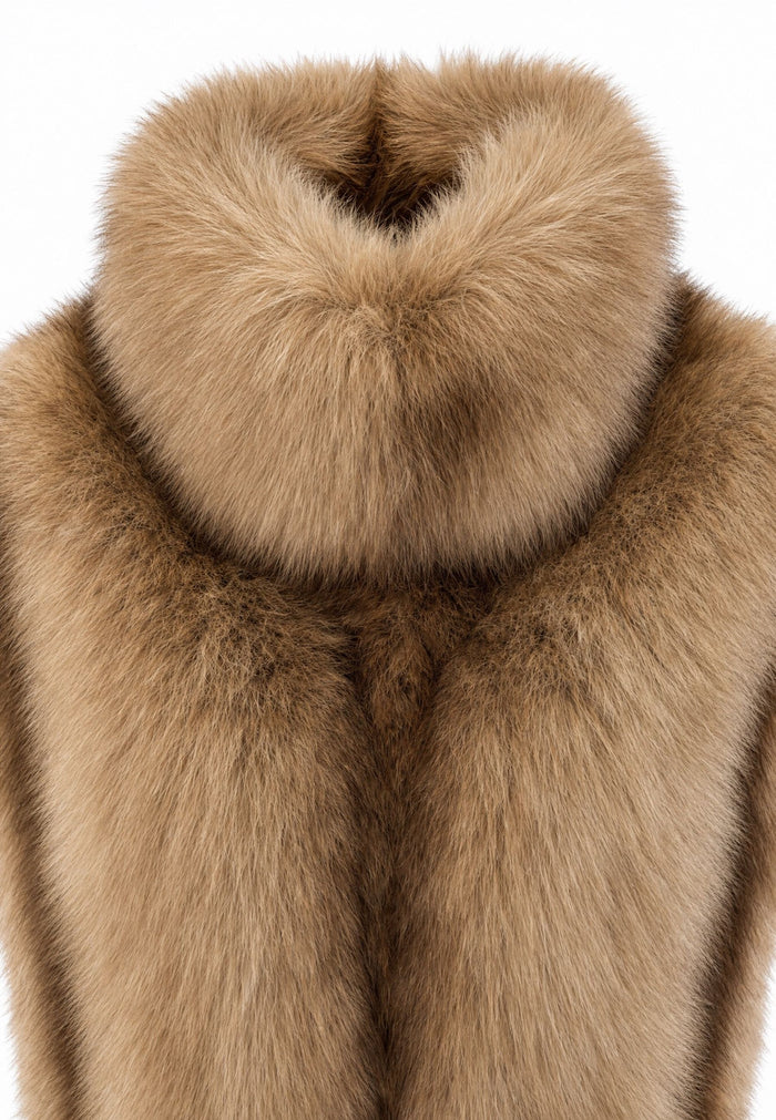 Sleeveless Sculpted Top with Collar - Capuccino