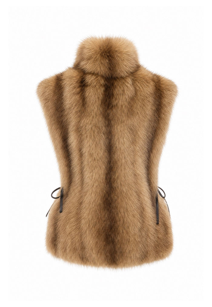 Sleeveless Sculpted Top with Collar - Capuccino
