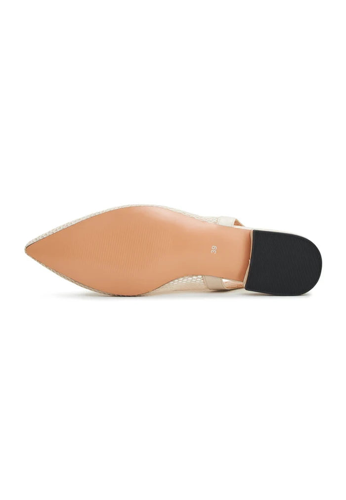 A stylish pair of Women's Beige Slingback Ballet Pumps, also known as Cira Slingback Ballet Pumps, perfect for any occasion.