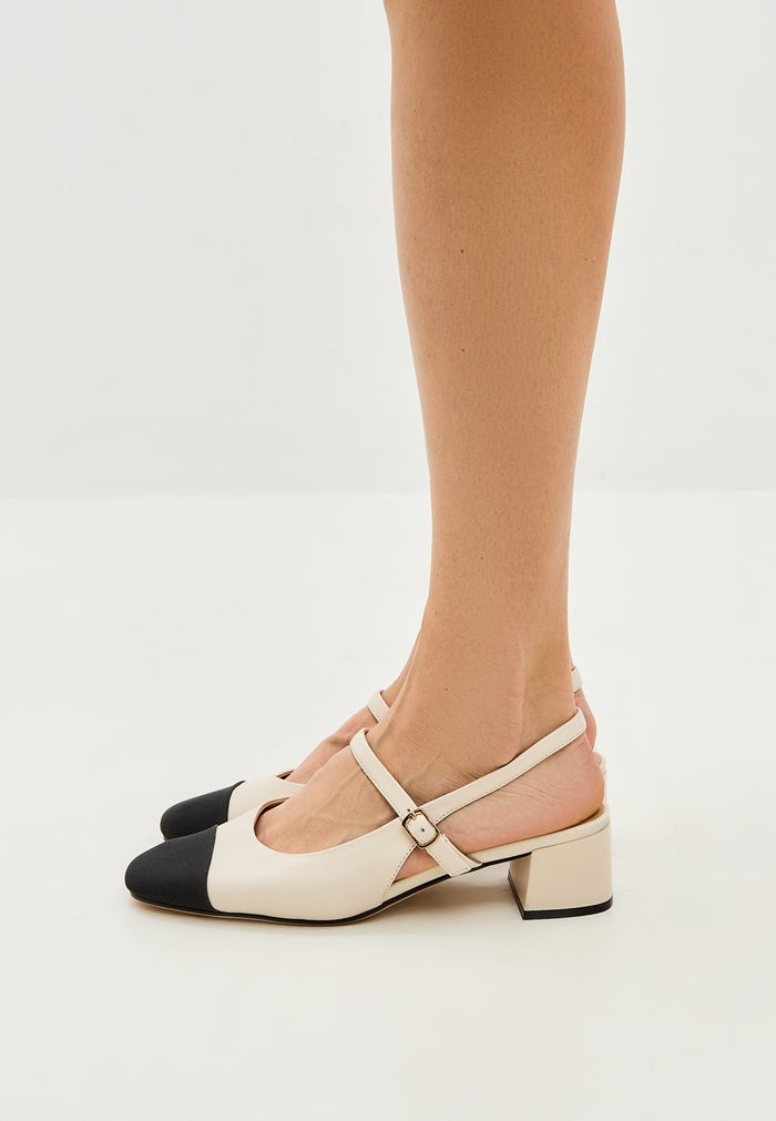 Slingback Block Heels Pumps Marisol - Off White