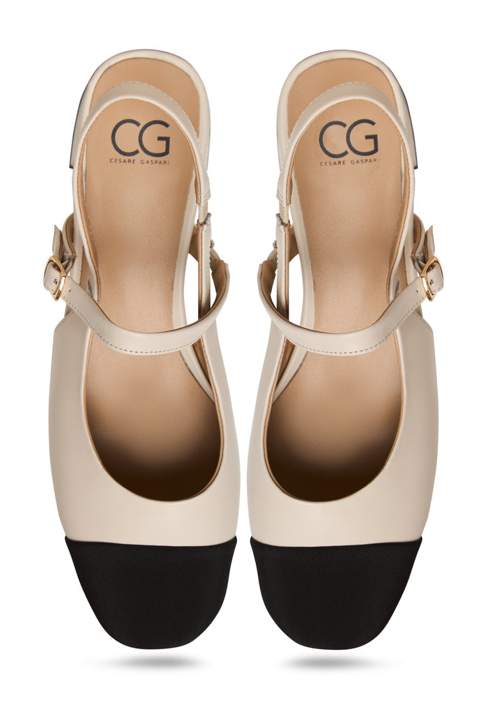 Slingback Block Heels Pumps Marisol - Off White