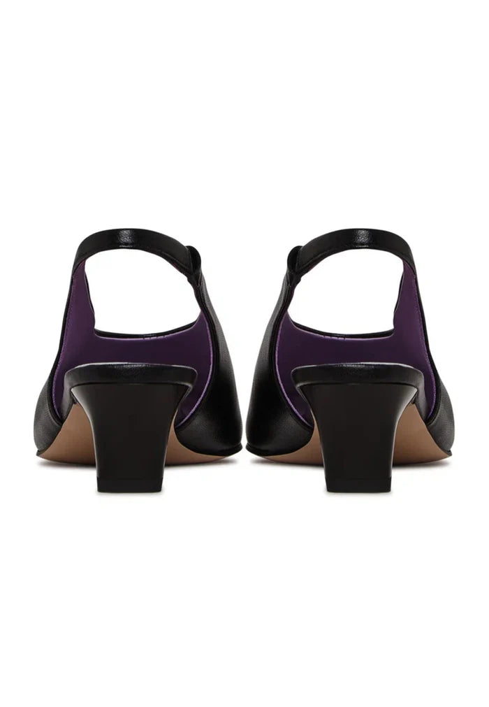 Slingback Heels with Square Toe - Black