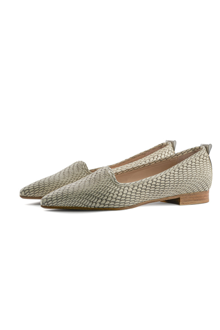 Snake Slip-On Flats – Beige