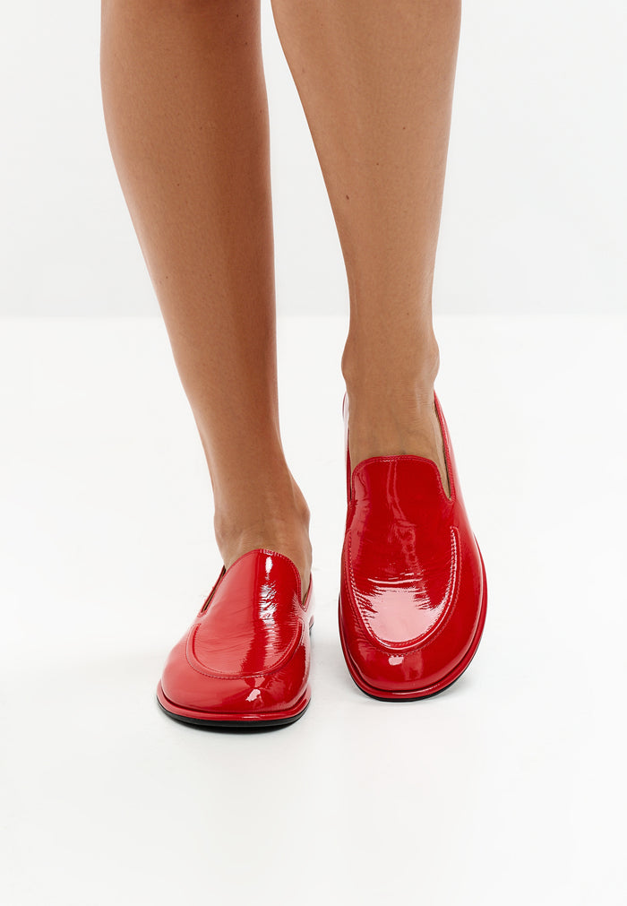 Soft Step Leather Loafers – Red