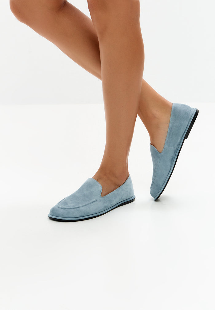 Soft Step Suede Leather Loafers – Blue