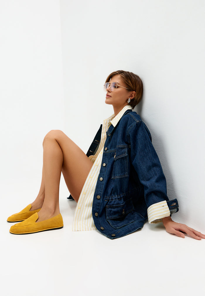 Soft Step Suede Leather Loafers – Yellow