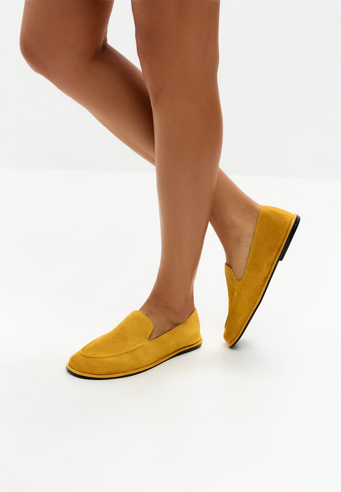 Soft Step Suede Leather Loafers – Yellow