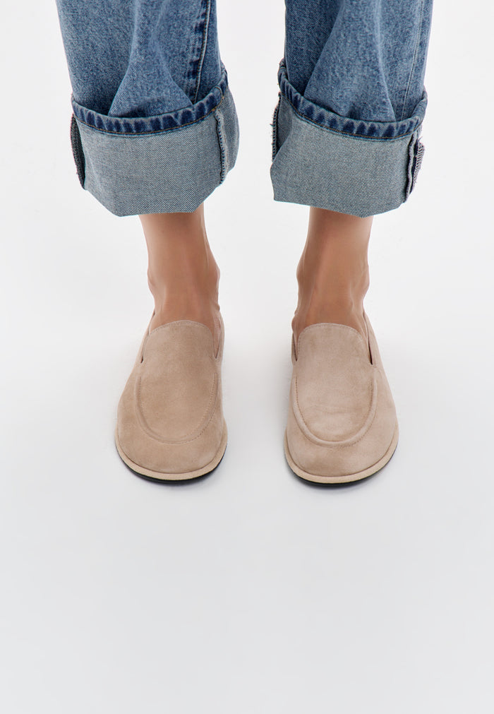 Soft Step Suede Loafers – Beige