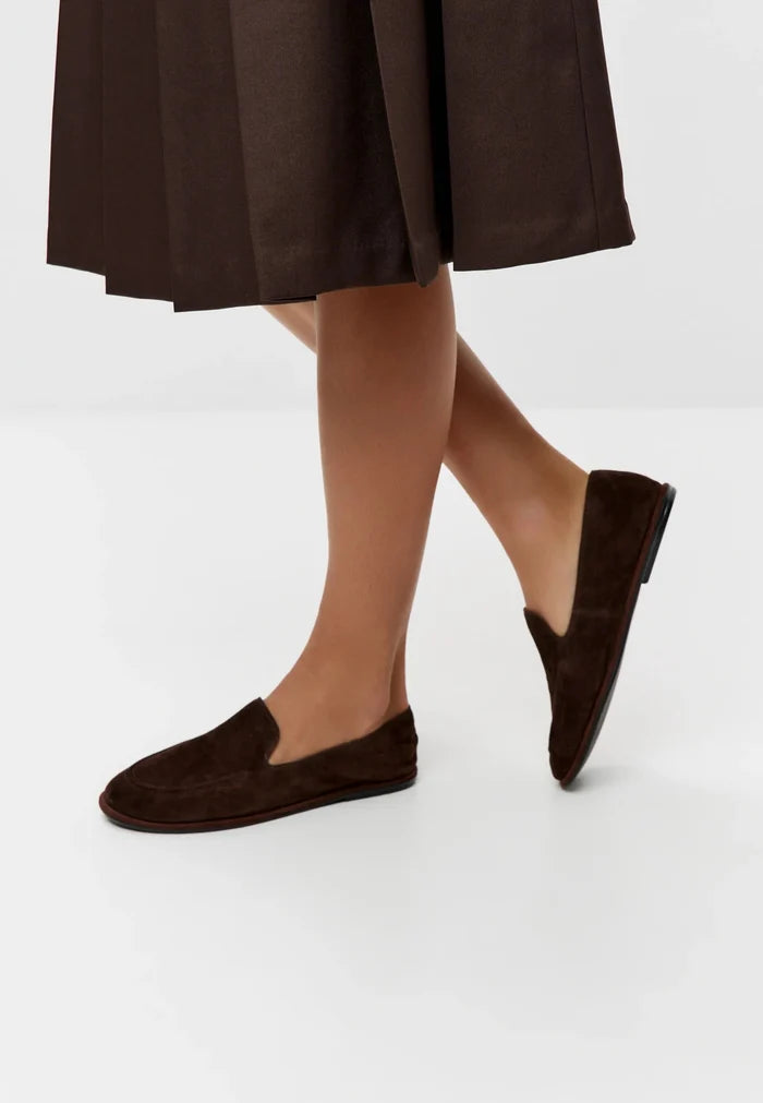 Soft Step Suede Loafers – Dark Brown