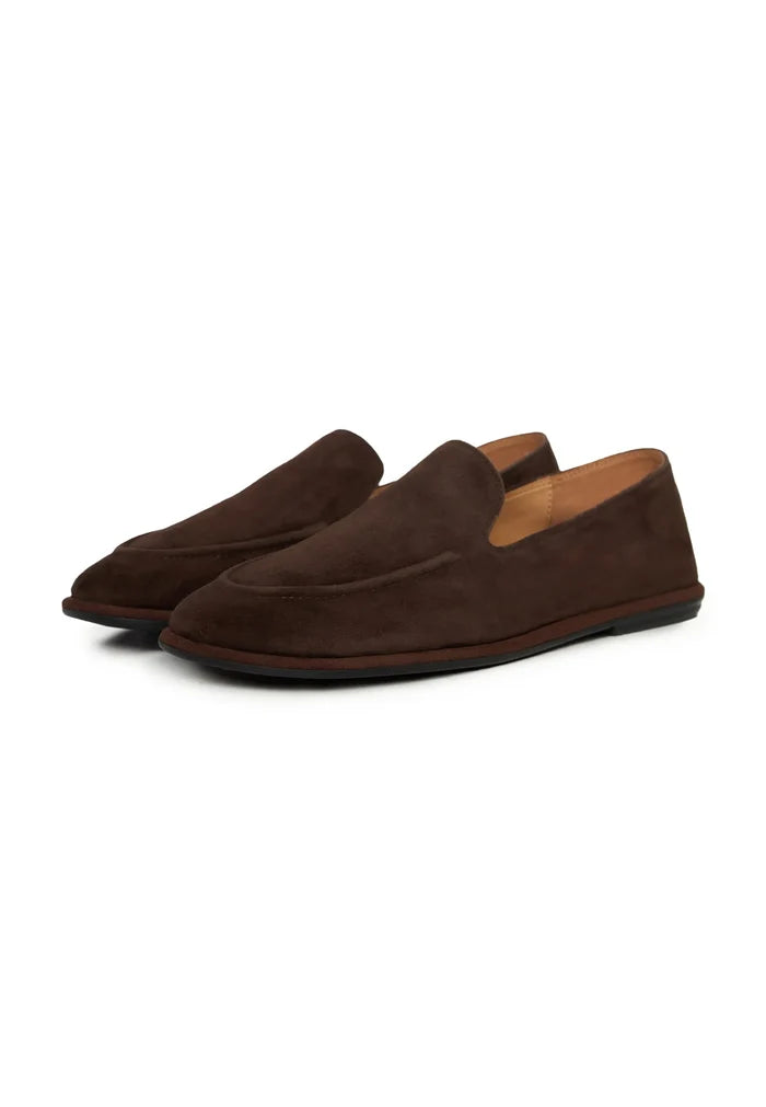 Soft Step Suede Loafers – Dark Brown