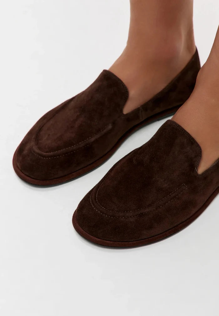 Soft Step Suede Loafers – Dark Brown