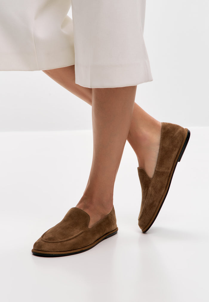 Soft Step Suede Loafers – Golden Brown