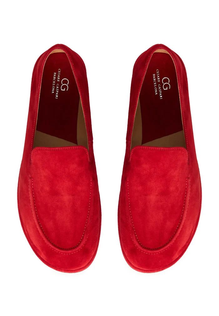 Soft Step Suede Loafers – Red