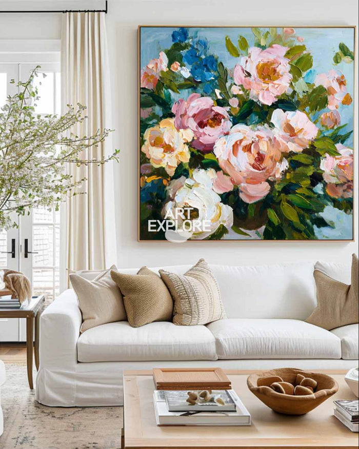 Modern Spring Floral Abstract Art, Colorful Oil Canvas – ArtExplore