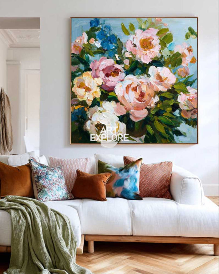 Handmade Spring Blossom Painting, Square Canvas Art – ArtExplore