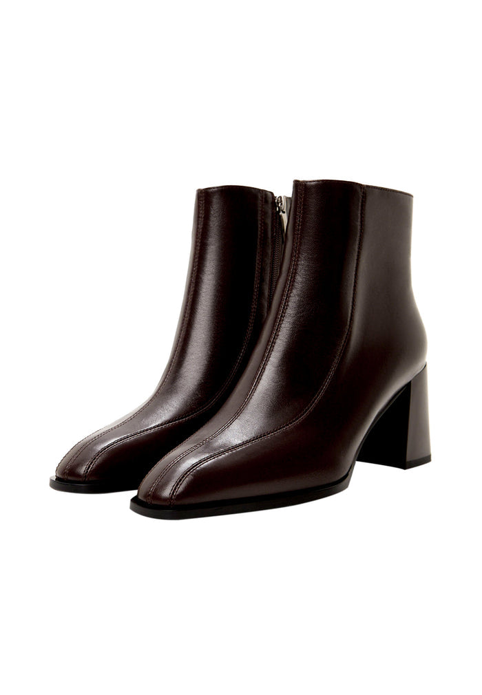 Square Toe Leather Booties