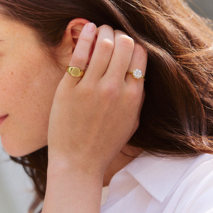 Stacey 14K Gold Crystal Ring - Round Cut