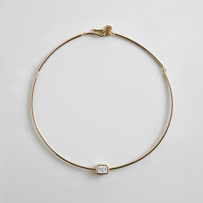 Stacey Cubic Zirconia Collar Necklace - Rectangle Bezel