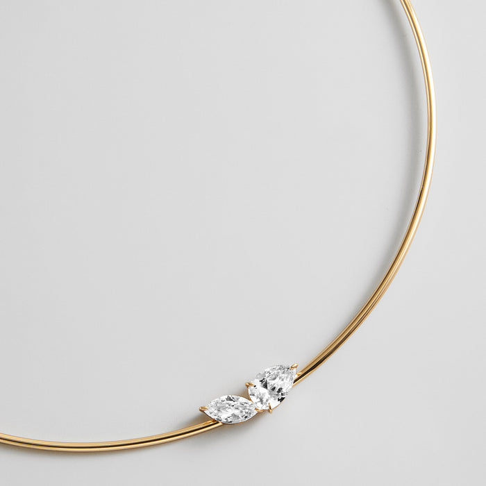 Stacey Cubic Zirconia Collar Necklace - Toi et Moi