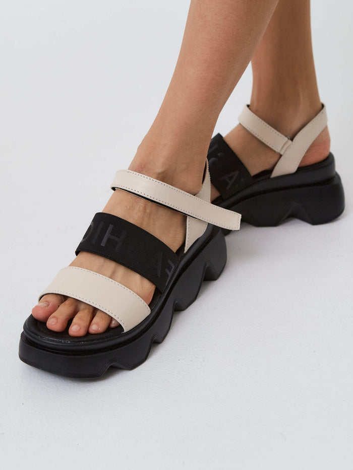 Statement Chunky Platform Sandals – Black & Beige