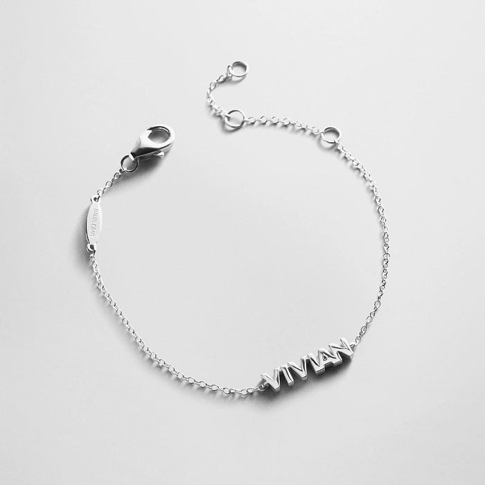 Sterling Silver Custom Block Multi Name Bracelet - 1 Name