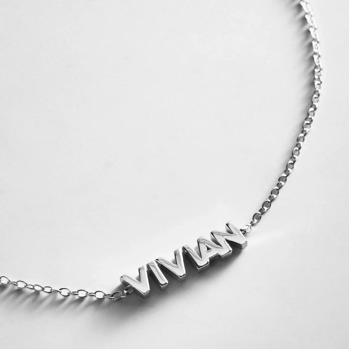 Sterling Silver Custom Block Multi Name Bracelet - 1 Name